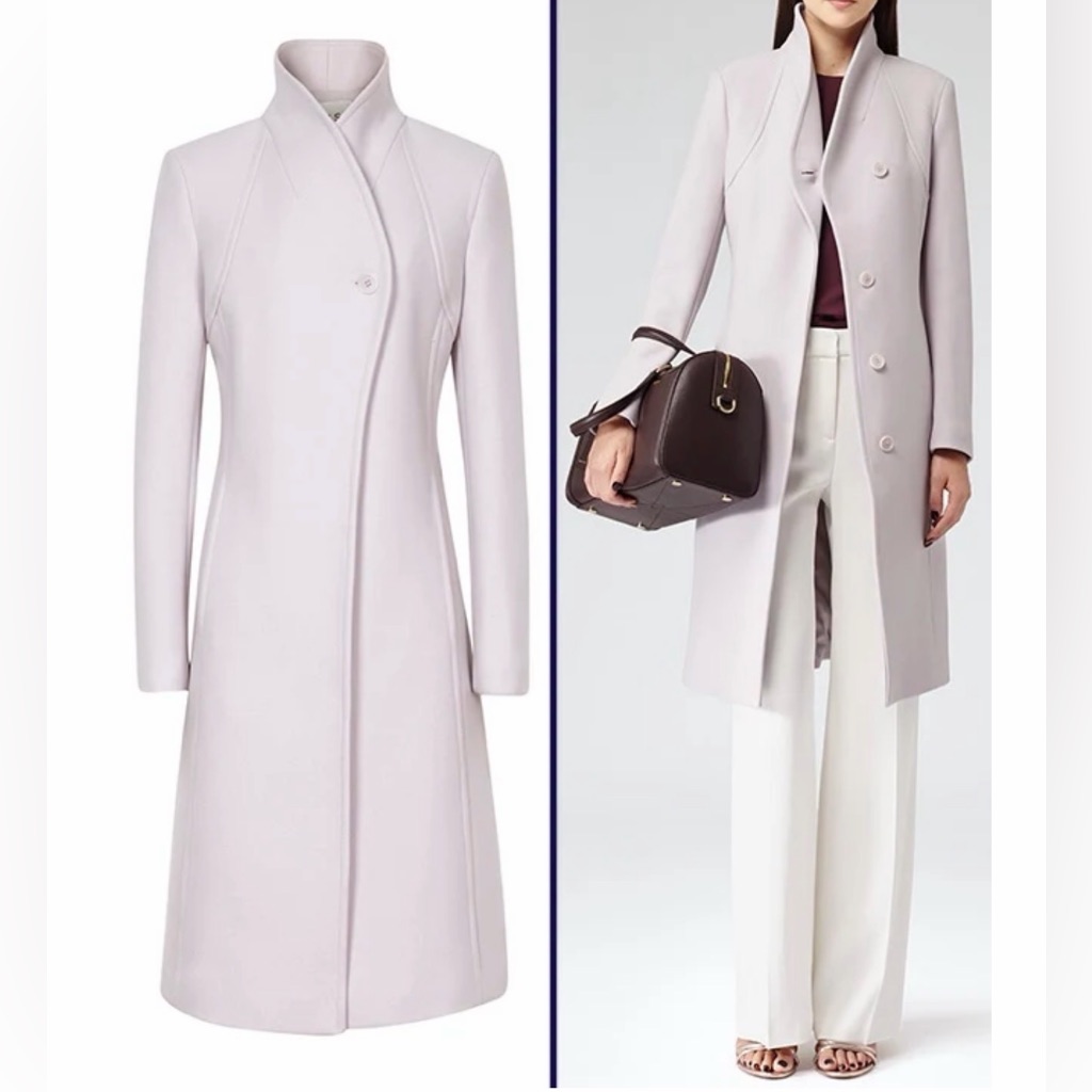 Reiss Wool Blend Lilac Emile Sharply Tailored Coat